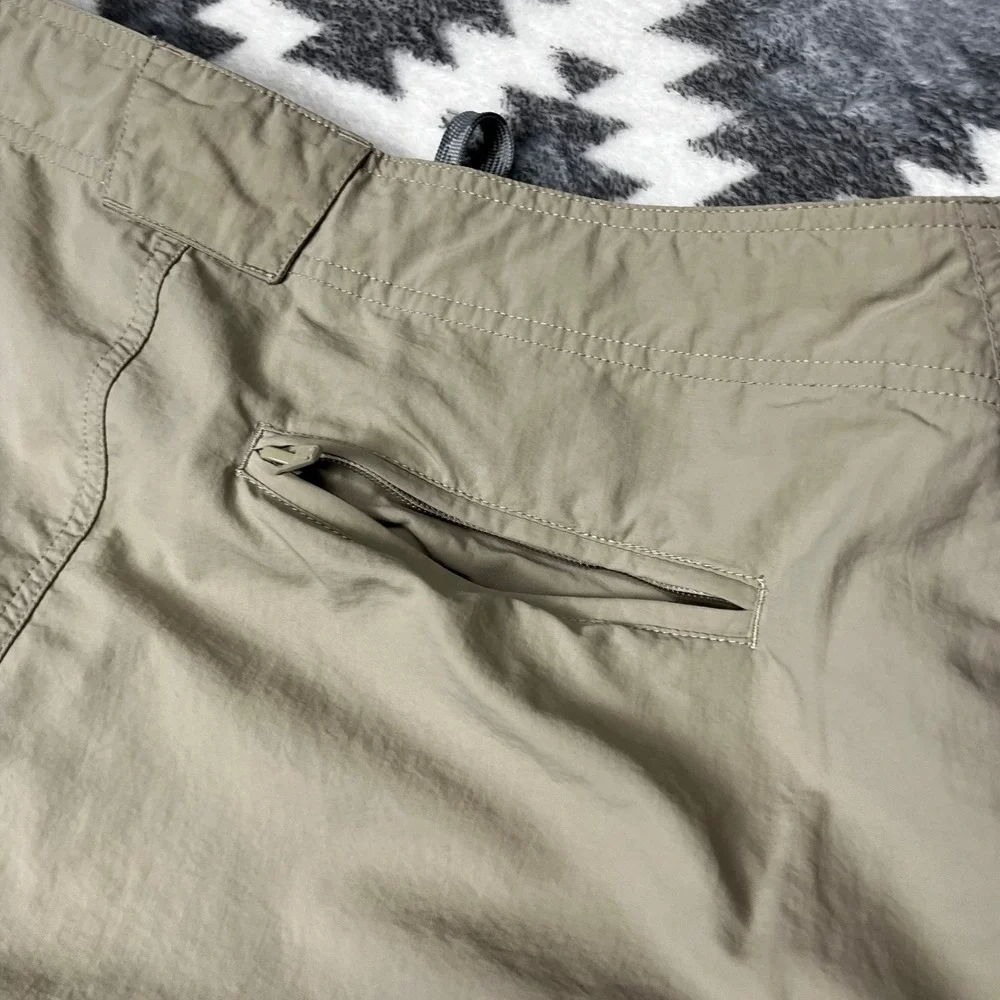 AFTCO Mens Fishing Pants Khaki Nylon Cargo Utility Drawstring Tan Size 36